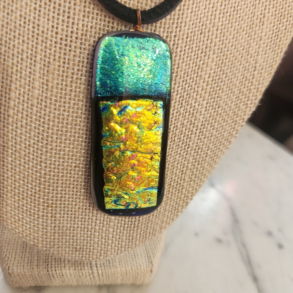 Elegant Dichroic Glass Pendant Necklace